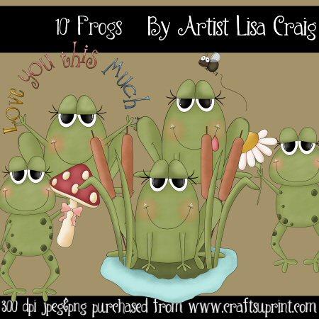 10' Frogs Clip Art