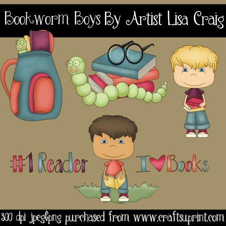 Bookworm Boys Clip Art