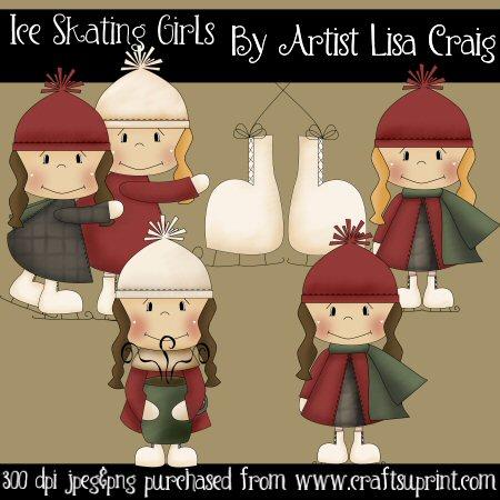 Ice Skating Girls Clip Art