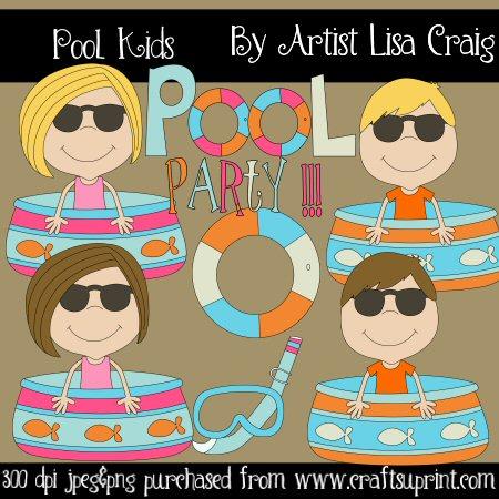 Pool Kids Clip Art
