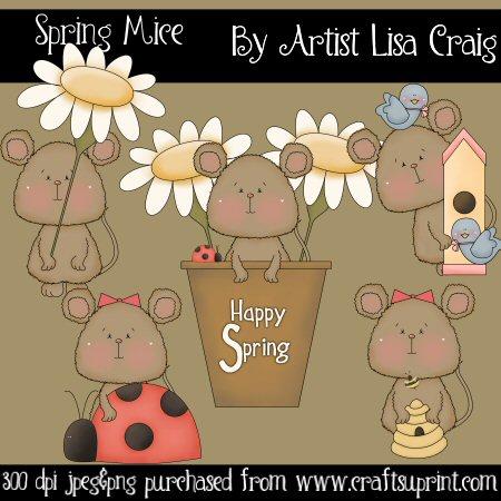 Spring Mice Clip Art
