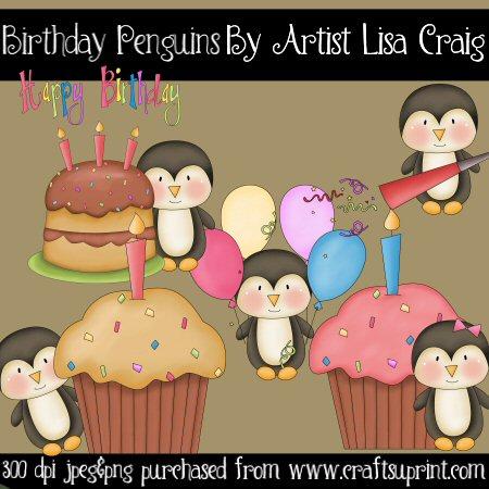 Birthday Penguins Clip Art