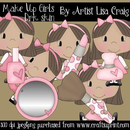 Make Up Girls Dark Skin Clip Art