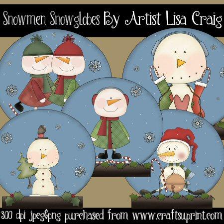 Snowmen Snow Globes Clip Art