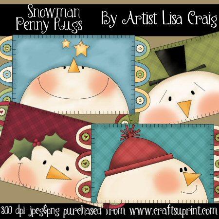 Snowman Penny Rug Clip Art