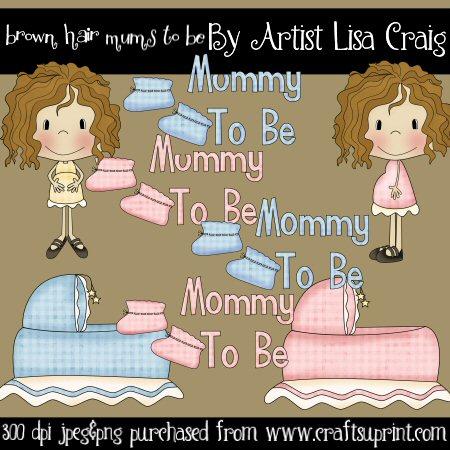 Brown Hair Mums to Be Clipart