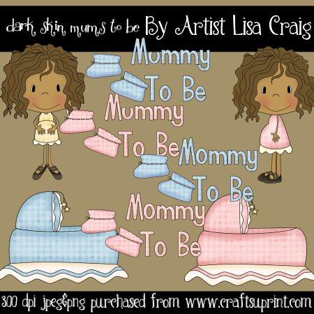 Dark Skin Mums to Be Clipart