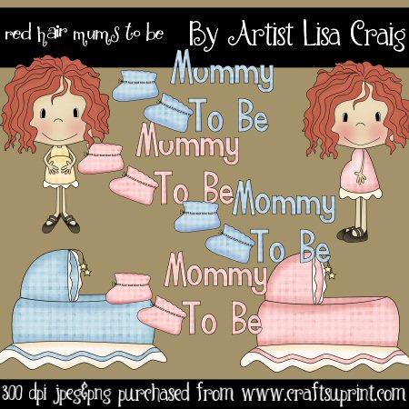 Red Hair Mums to Be Clipart