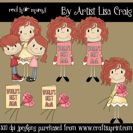 Red Haired Mums Clipart