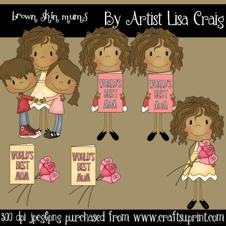 Dark Skin Mums Clipart