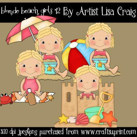 Blonde Hair Beach Girls Clip Art