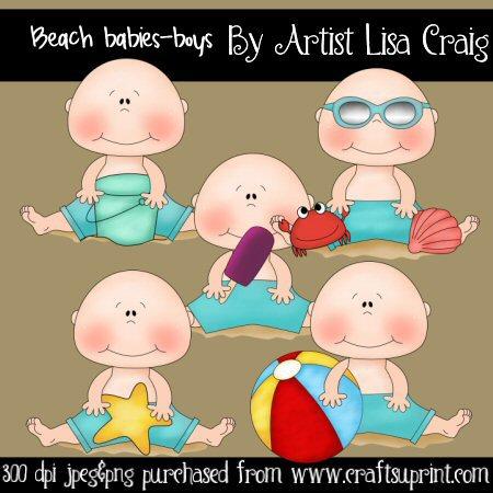 Beach Babies Boys Clip Art