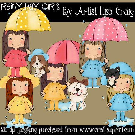 Rainy Day Girls Clip Art
