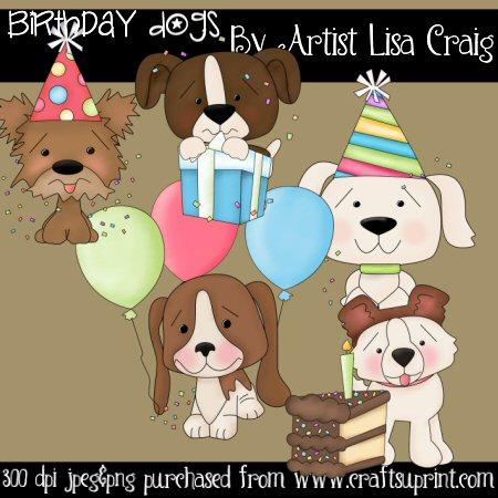 Birthday Dogs Clip Art