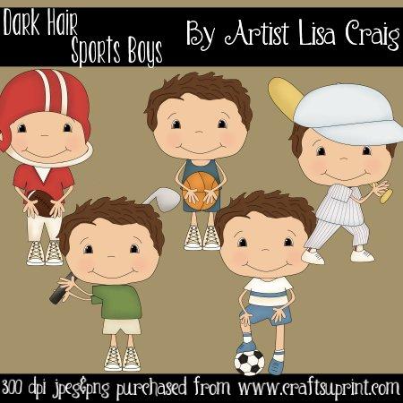 Dark Hair Sports Boys Clipart