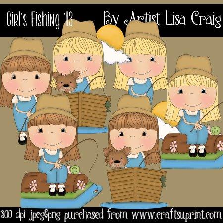 Girl's Fishing Clipart