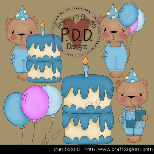 Boy Birthday Bears Clipart