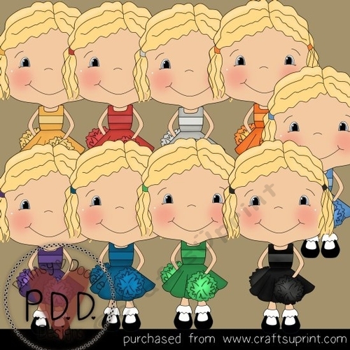 Light Haired Cheerleaders Clipart