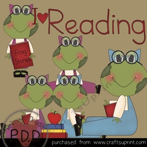 Reading Frogs 14 Clipart