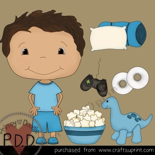 Dark Skin Sleepover Boy Clipart