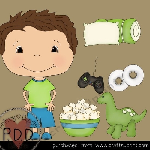 Dark Haired Sleepover Boy Clipart