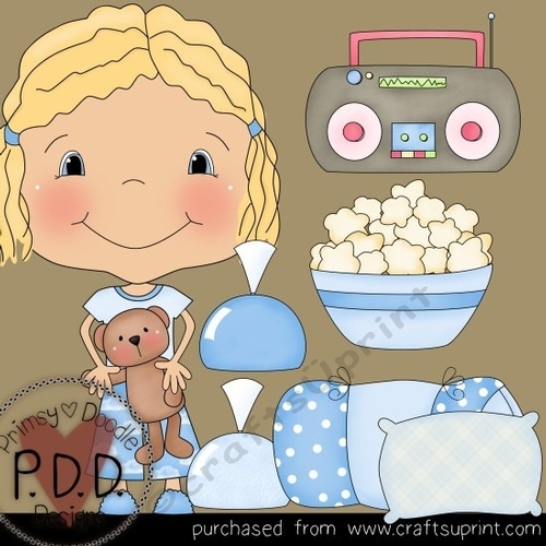 Blonde Sleepover Girls Clipart