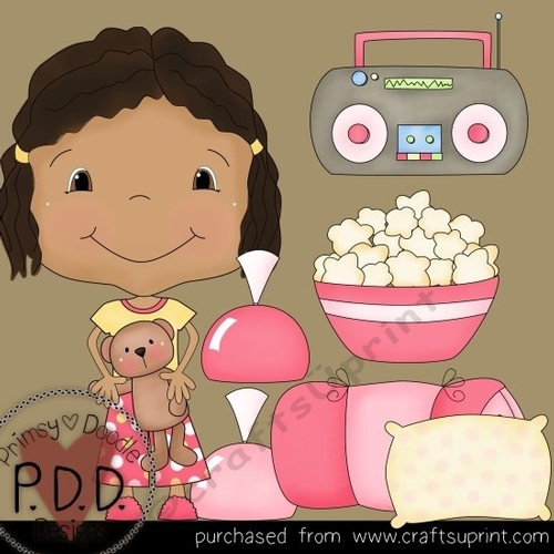 Dark Skin Sleepover Girl Clipart