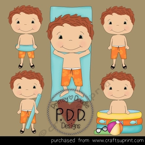 Red Hair Summer Boy Clipart