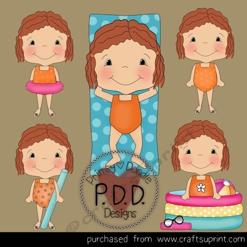 Red Hair Summer Girl Clipart
