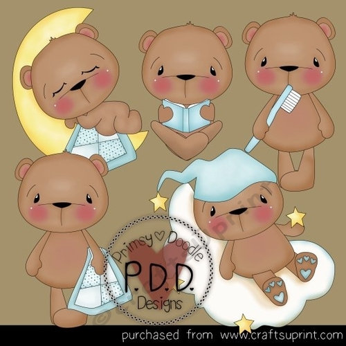 Boy Sleepy Time Bears Clipart