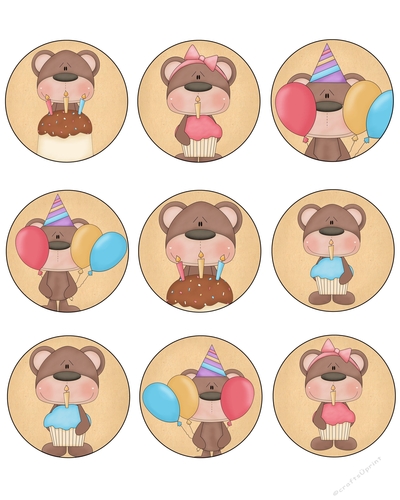 Birthday Bears Tag Sheet