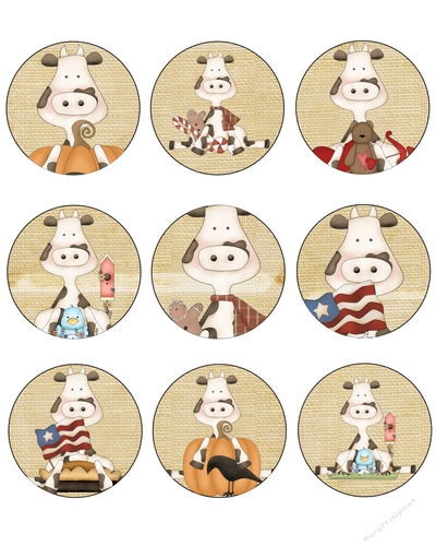 Seasonal Cows Tag Sheet
