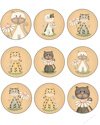 Spring Cats Tag Sheet