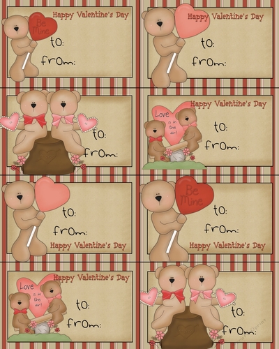 Valentine Baers 9 Valentines Sheet