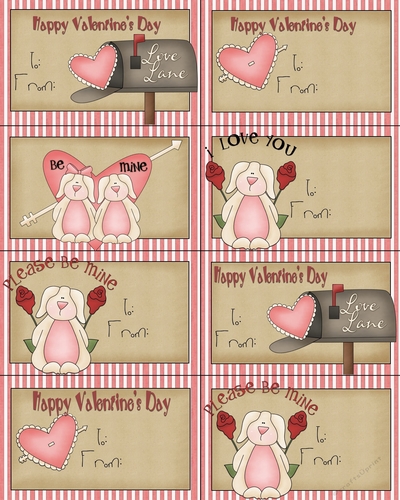 Valentine Bunnys Valentines Sheet