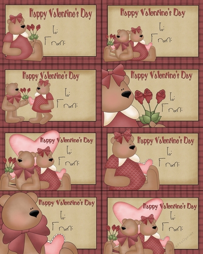 Valentine Baers 3 Valentines Sheet