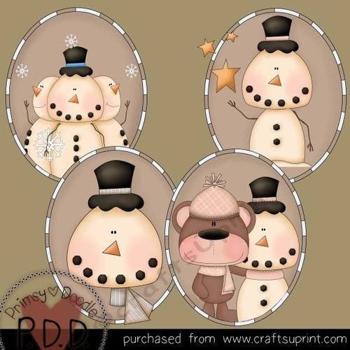 Snowmen Ovals Clipart