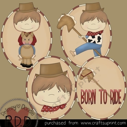 Brown Hair Cowboy Oval Clipart
