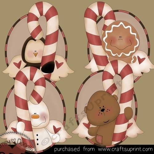 Candy Cane Friends Ovals Clipart