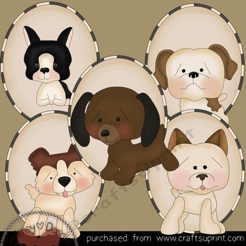 Dogs Ovals 1 Clipart