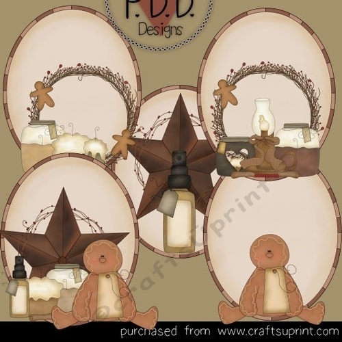 Gingerbread Candles Oval Clipart