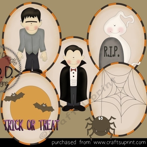 Halloween 3 Ovals Clipart