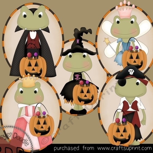 Halloween Frogs Ovals Clipart