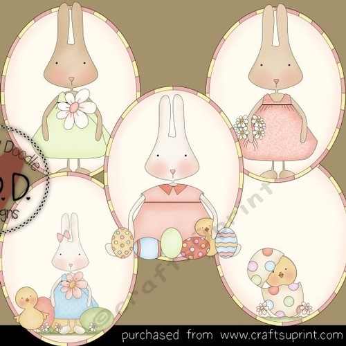 Pretty Bunnies Ovals Clipart