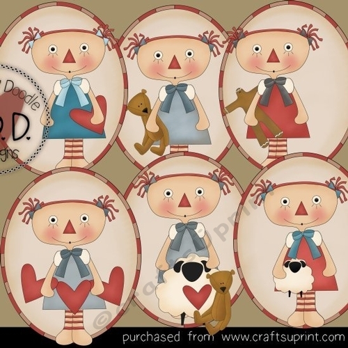 Raggedy Dolls Ovals Clipart