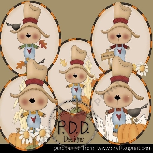 Scarecrow Bears Ovals Clipart