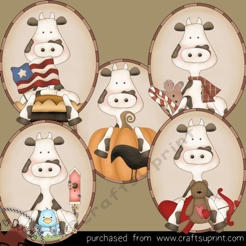 Seasonal Cows Ovals Clipart