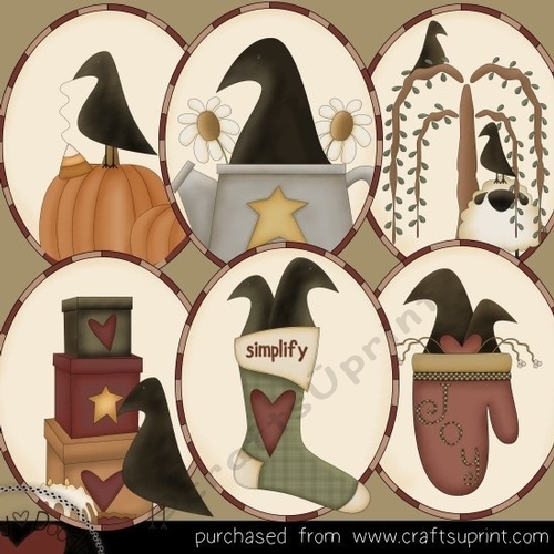 Seasonal Crows Ovals Clipart