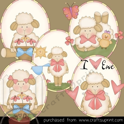 Spring Sheep Ovals Clipart