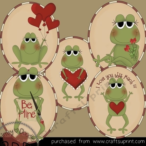 Valentine Frogs Ovals Clipart